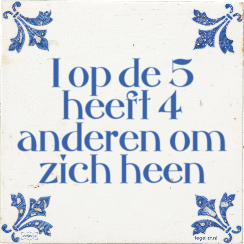 1 op de 5 heeft 4 anderen om zich heen - Online tegeltjes bakken