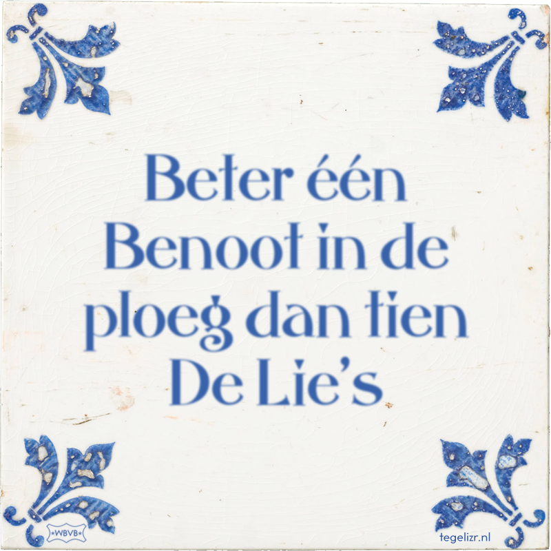 Beter één Benoot in de ploeg dan tien De Lie's - Online tegeltjes bakken
