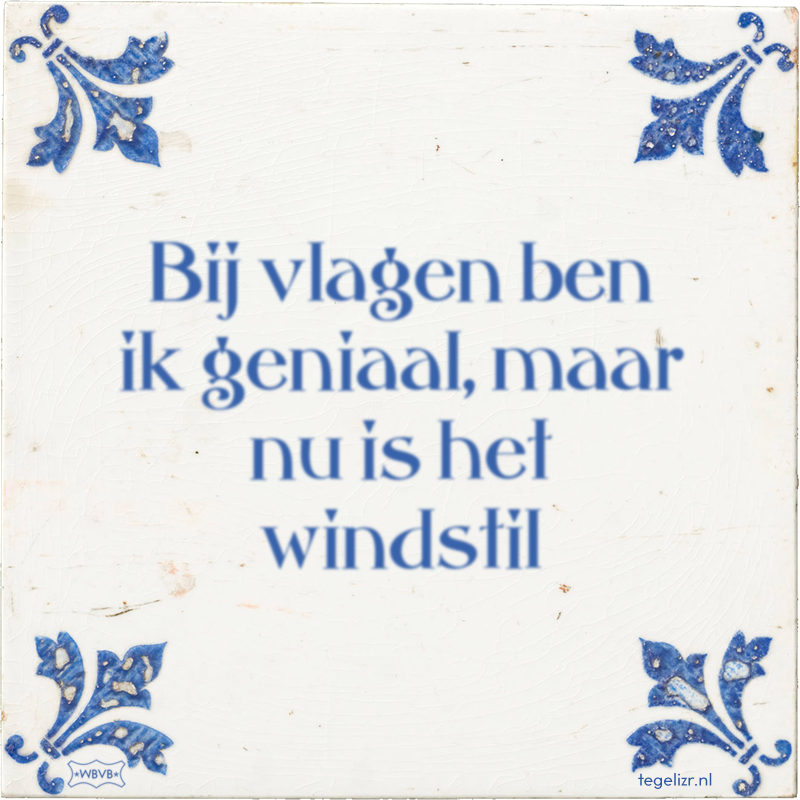Bij vlagen ben ik geniaal, maar nu is het windstil - Online tegeltjes bakken