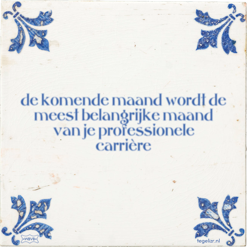 de komende maand wordt de meest belangrijke maand van je professionele carrière - Online tegeltjes bakken