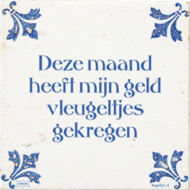 Deze maand heeft mijn geld vleugeltjes gekregen - Online tegeltjes bakken