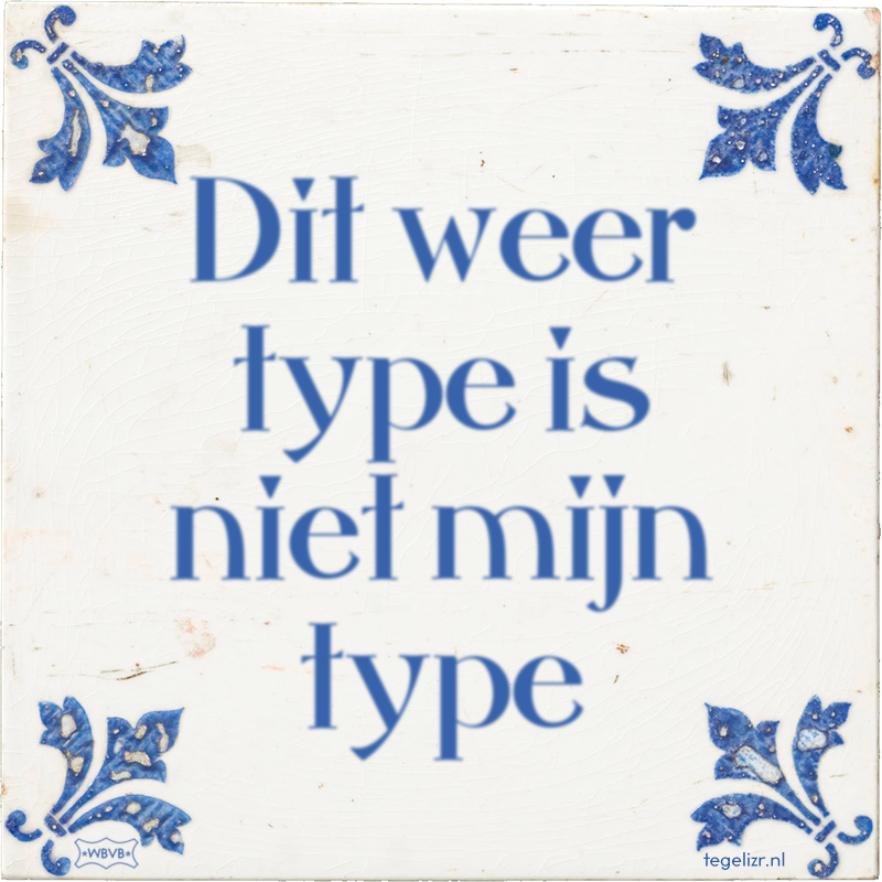 Dit weer type is niet mijn type - Online tegeltjes bakken