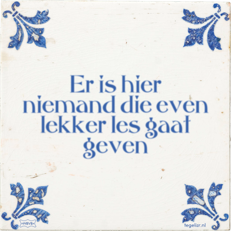 Er is hier niemand die even lekker les gaat geven - Online tegeltjes bakken