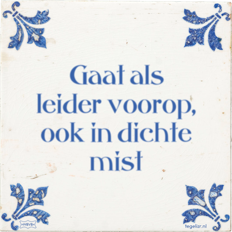 Gaat als leider voorop, ook in dichte mist - Online tegeltjes bakken