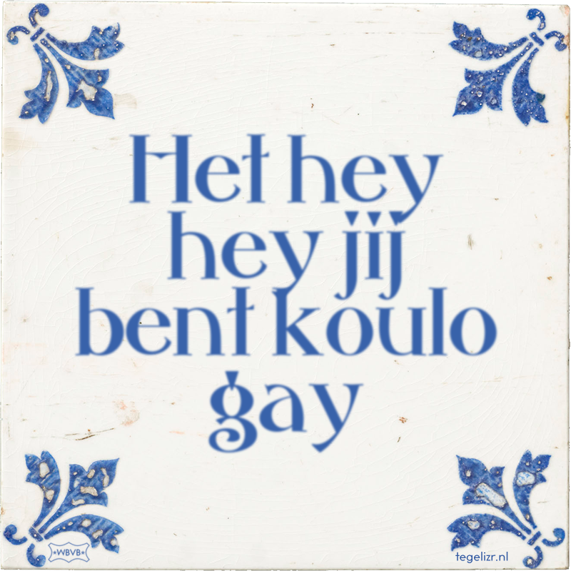 Het hey hey jij bent koulo gay - Online tegeltjes bakken