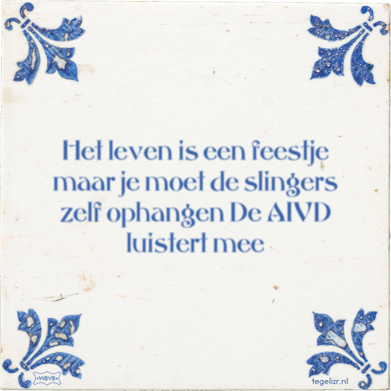 Het leven is een feestje maar je moet de slingers zelf ophangen De AIVD luistert mee - Online tegeltjes bakken