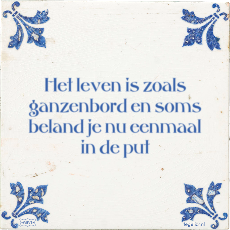 Het leven is zoals ganzenbord en soms beland je nu eenmaal in de put - Online tegeltjes bakken