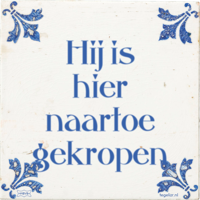 Hij is hier naartoe gekropen - Online tegeltjes bakken