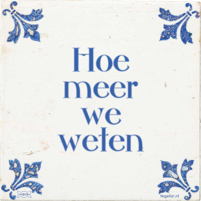 Hoe meer we weten - Online tegeltjes bakken