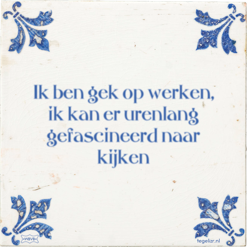 Ik ben gek op werken, ik kan er urenlang gefascineerd naar kijken - Online tegeltjes bakken