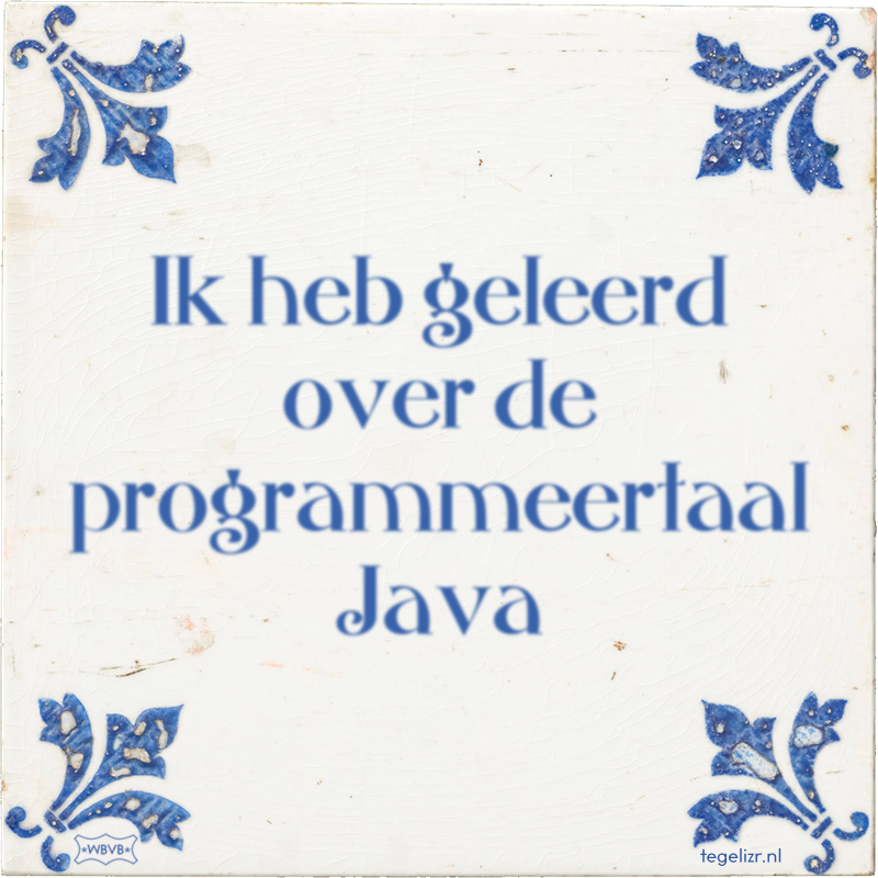 Ik heb geleerd over de programmeertaal Java - Online tegeltjes bakken