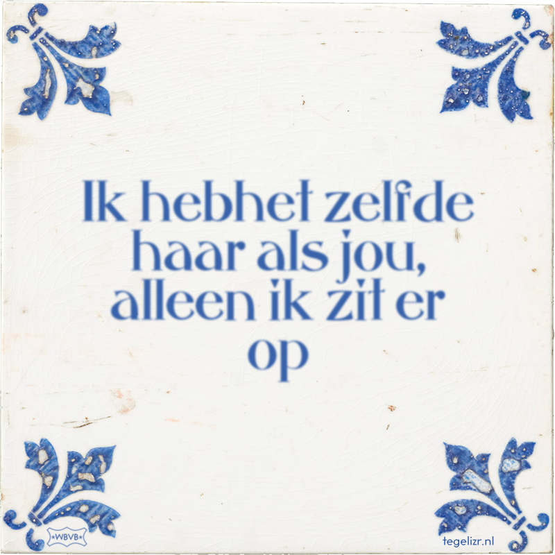 Ik hebhet zelfde haar als jou, alleen ik zit er op - Online tegeltjes bakken