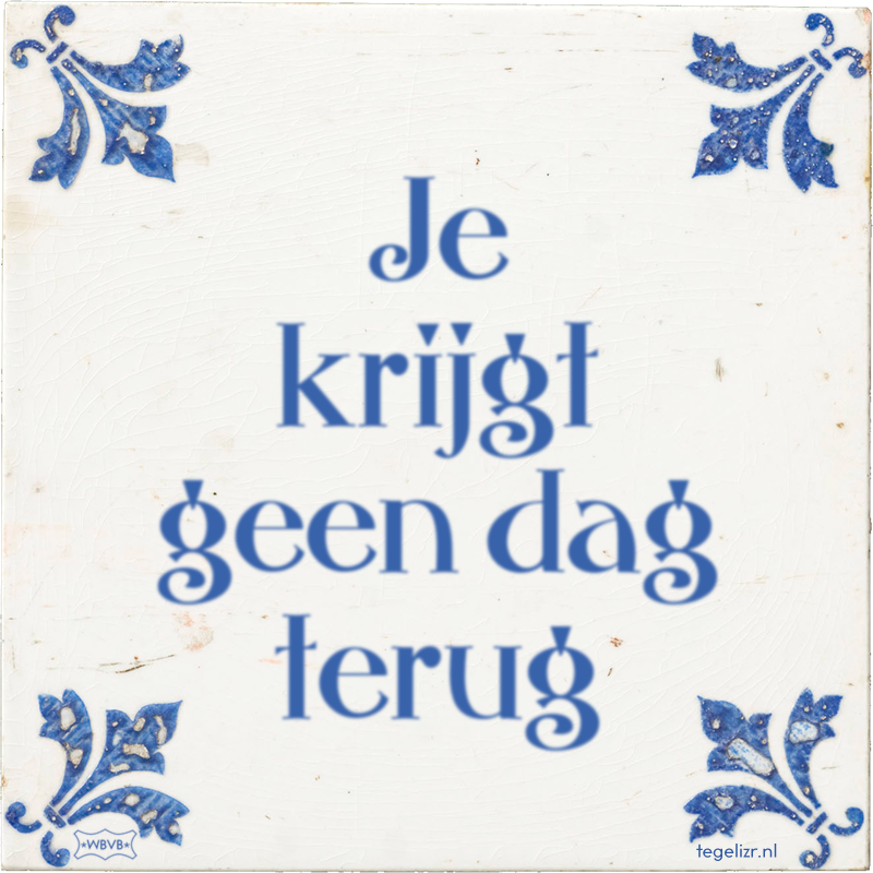 Je krijgt geen dag terug - Online tegeltjes bakken