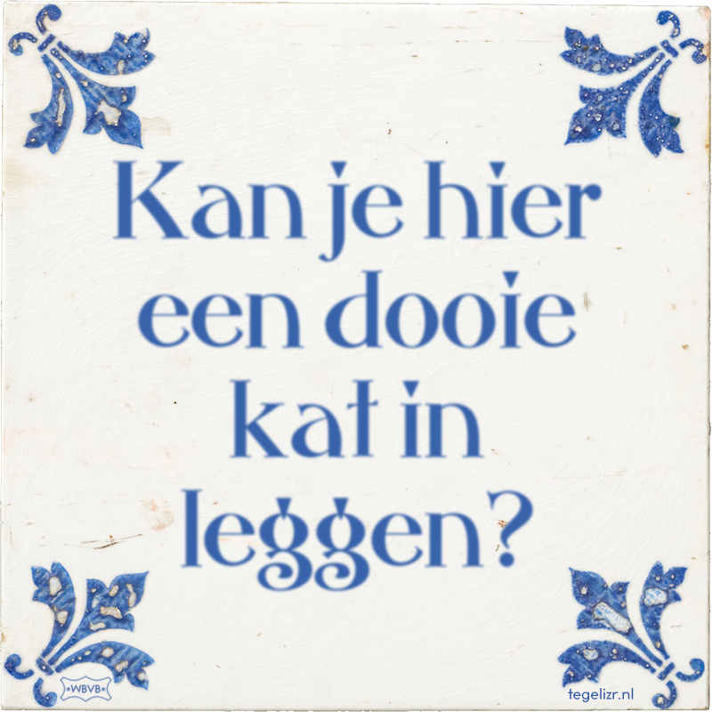 Kan je hier een dooie kat in leggen? - Online tegeltjes bakken