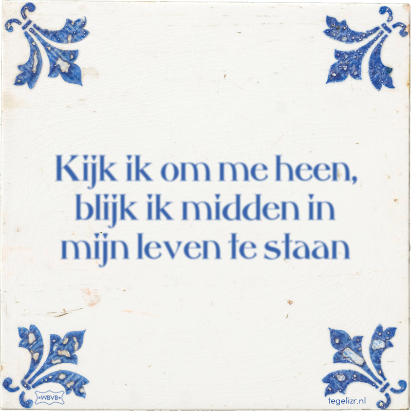 Kijk ik om me heen, blijk ik midden in mijn leven te staan - Online tegeltjes bakken