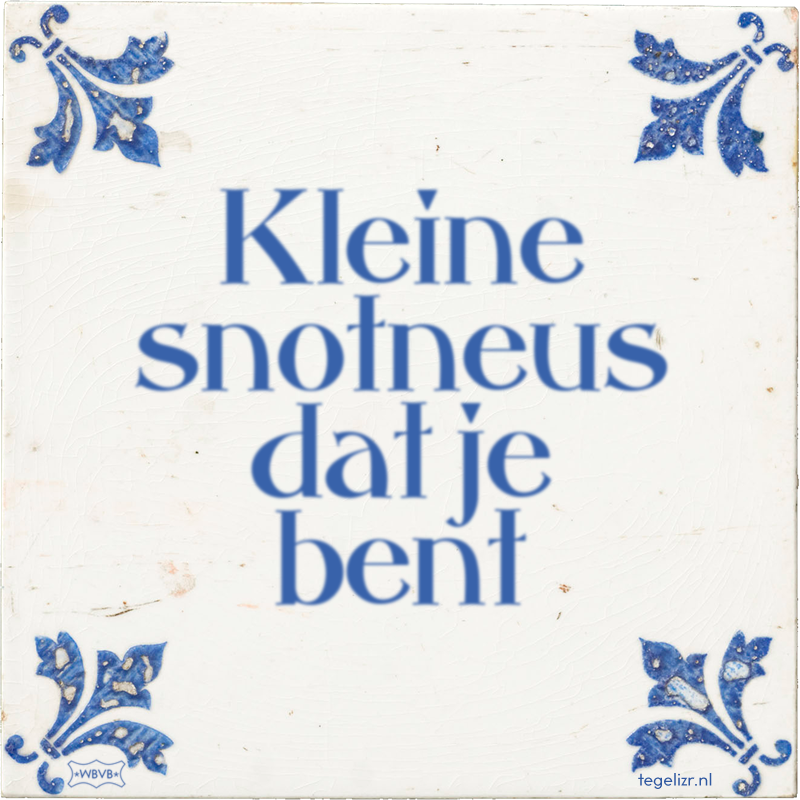 Kleine snotneus dat je bent - Online tegeltjes bakken