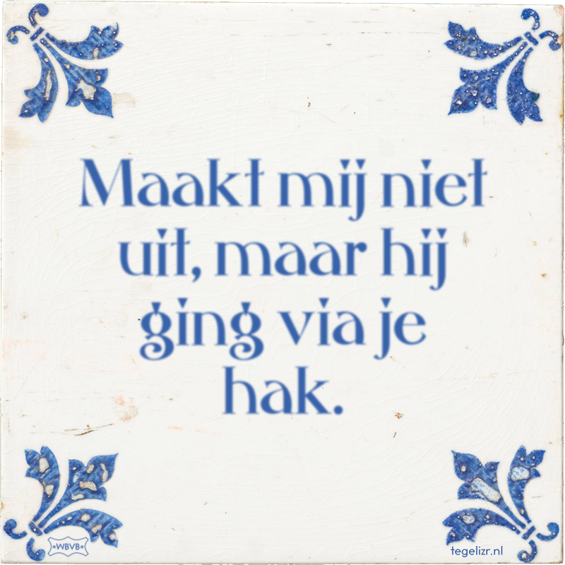 Maakt mij niet uit, maar hij ging via je hak. - Online tegeltjes bakken