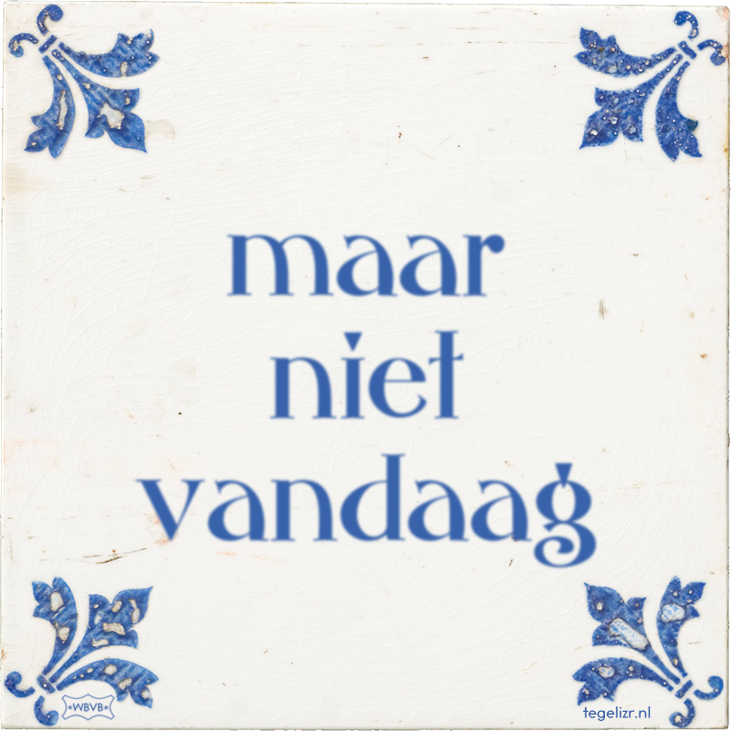 maar niet vandaag - Online tegeltjes bakken