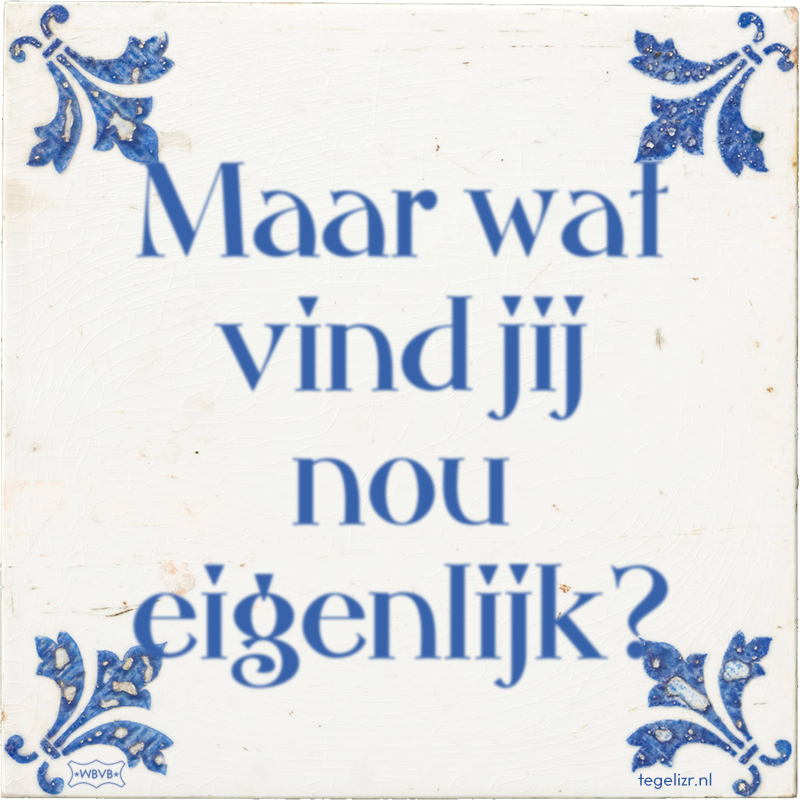 Maar wat vind jij nou eigenlijk? - Online tegeltjes bakken
