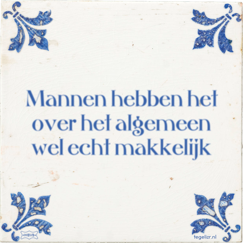 Mannen hebben het over het algemeen wel echt makkelijk - Online tegeltjes bakken
