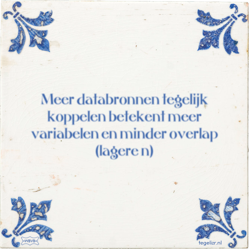 Meer databronnen tegelijk koppelen betekent meer variabelen en minder overlap (lagere n) - Online tegeltjes bakken