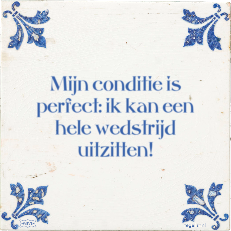 Mijn conditie is perfect: ik kan een hele wedstrijd uitzitten! - Online tegeltjes bakken