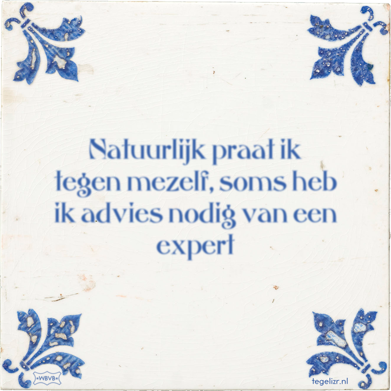Natuurlijk praat ik tegen mezelf, soms heb ik advies nodig van een expert - Online tegeltjes bakken