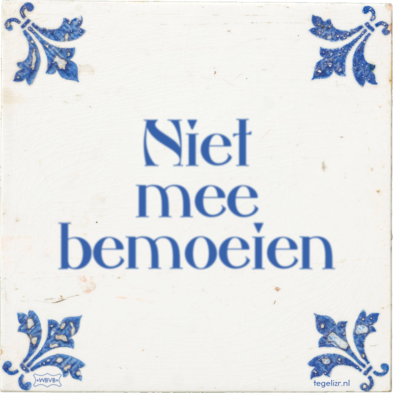 Niet mee bemoeien - Online tegeltjes bakken