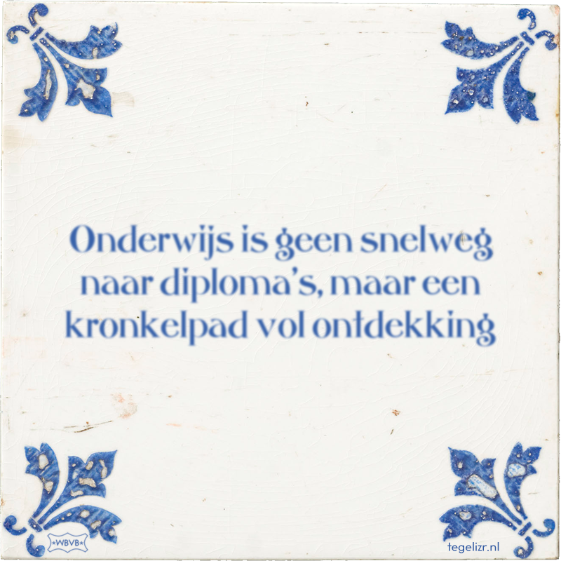 Onderwijs is geen snelweg naar diploma's, maar een kronkelpad vol ontdekking - Online tegeltjes bakken