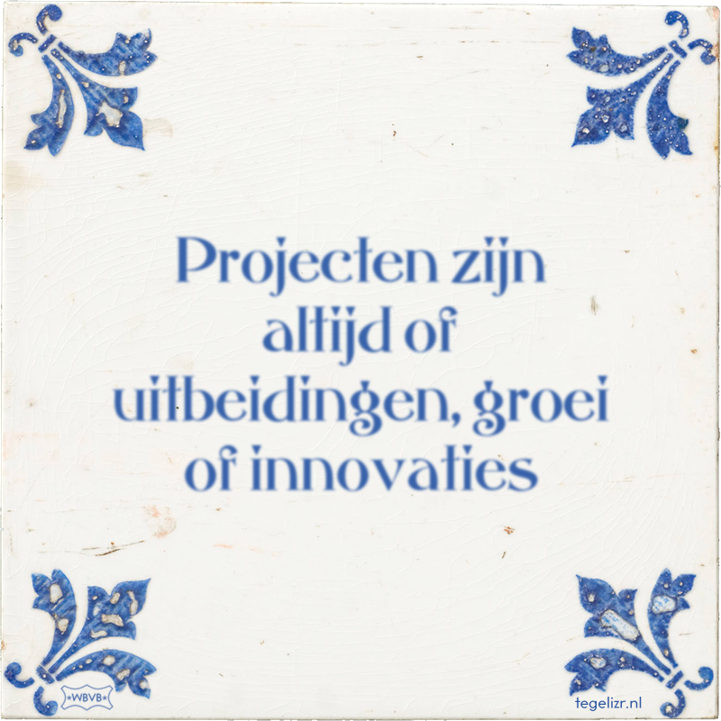 Projecten zijn altijd of uitbeidingen, groei of innovaties - Online tegeltjes bakken