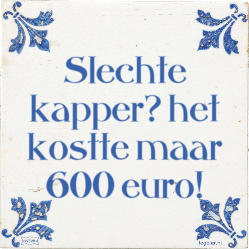 Slechte kapper? het kostte maar 600 euro! - Online tegeltjes bakken