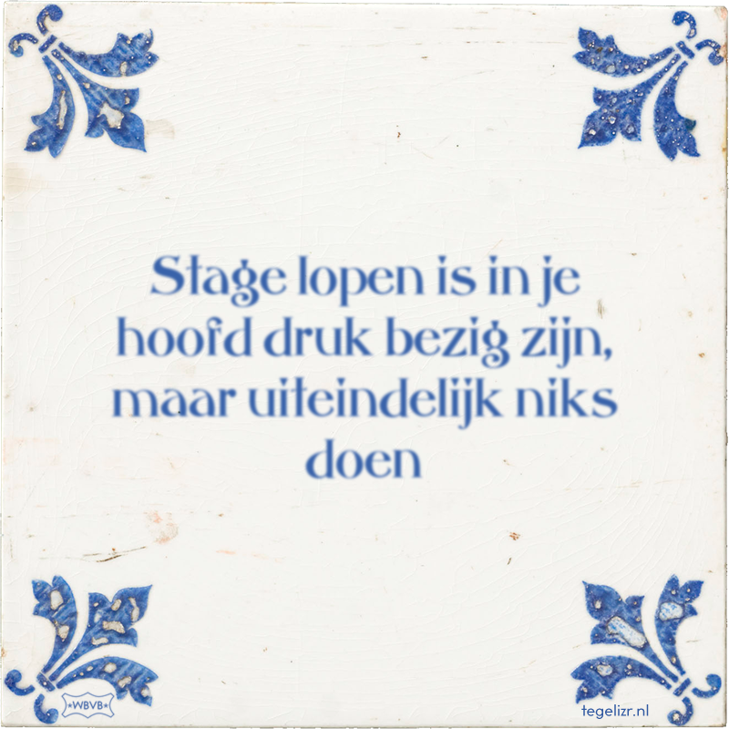 Stage lopen is in je hoofd druk bezig zijn, maar uiteindelijk niks doen - Online tegeltjes bakken