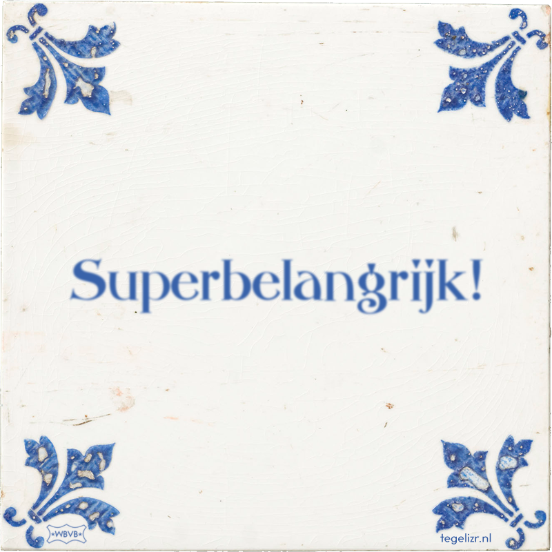 Superbelangrijk! - Online tegeltjes bakken
