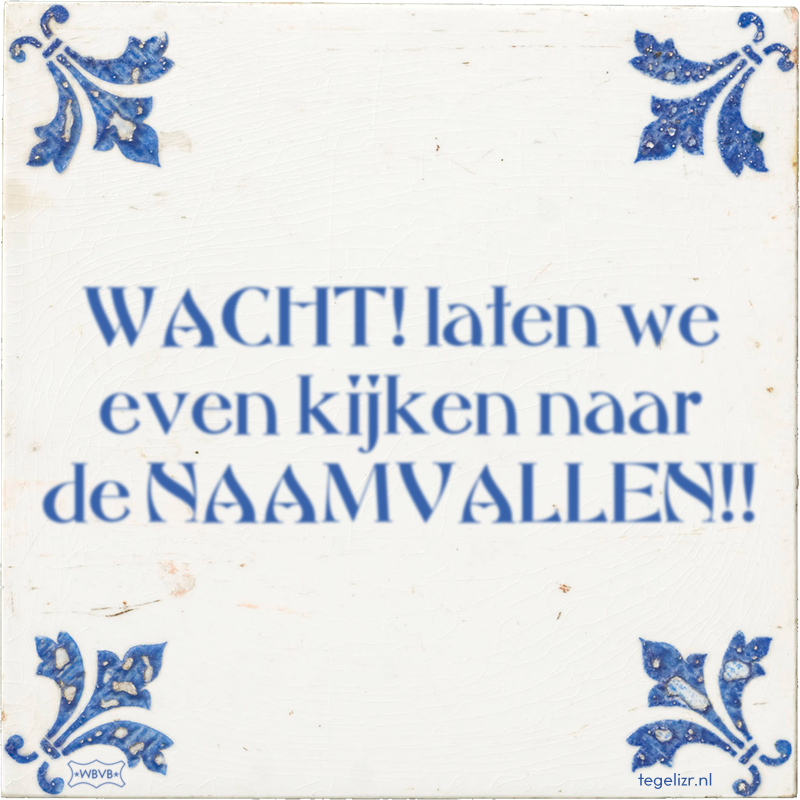 WACHT! laten we even kijken naar de NAAMVALLEN!! - Online tegeltjes bakken