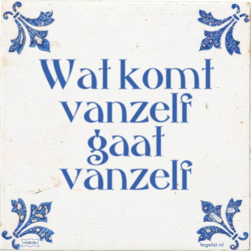 Wat komt vanzelf gaat vanzelf - Online tegeltjes bakken