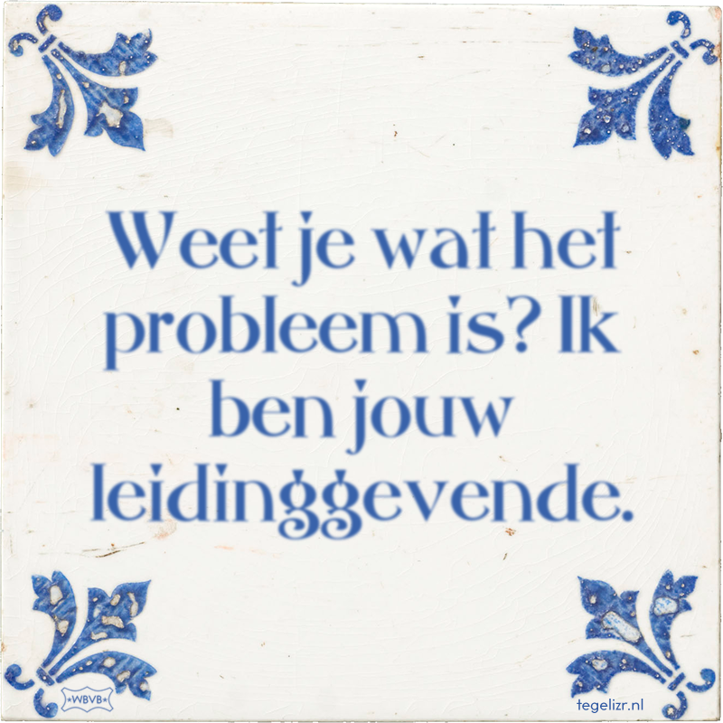 Weet je wat het probleem is? Ik ben jouw leidinggevende. - Online tegeltjes bakken