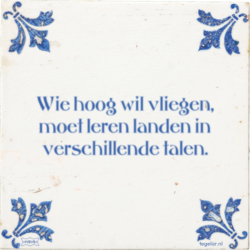 Wie hoog wil vliegen, moet leren landen in verschillende talen. - Online tegeltjes bakken