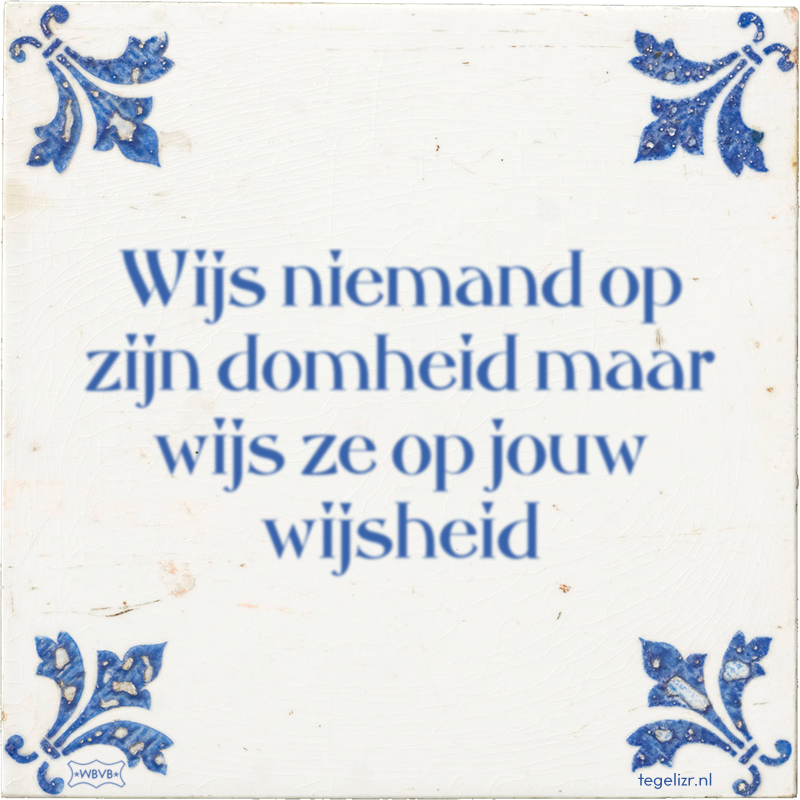 Wijs niemand op zijn domheid maar wijs ze op jouw wijsheid - Online tegeltjes bakken