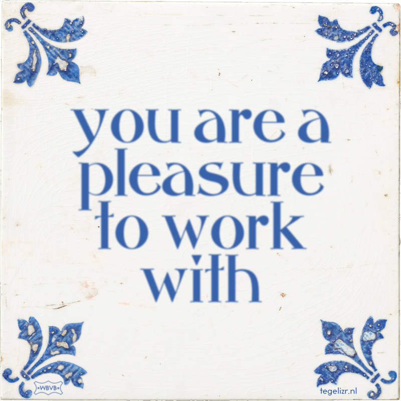 you are a pleasure to work with - Online tegeltjes bakken