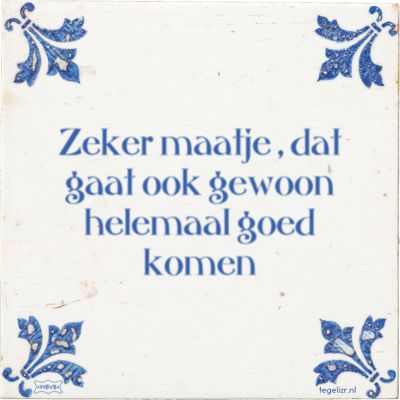 Zeker maatje , dat gaat ook gewoon helemaal goed komen - Online tegeltjes bakken