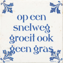 op een snelweg groeit ook geen gras - 38 keer bekeken