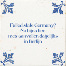 Failed state Germany? Nu bijna tien mes-aanvallen dagelijks in Berlijn - 1 keer bekeken