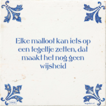 Elke malloot kan iets op een tegeltje zetten, dat maakt het nog geen wijsheid - 3 keer bekeken