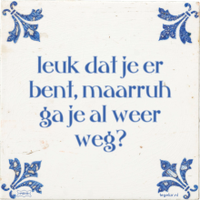 leuk dat je er bent, maarruh ga je al weer weg? - 6 keer bekeken