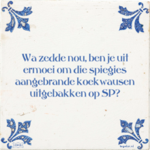 Wa zedde nou, ben je uit ermoei om die spiegies aangebrande koekwausen uitgebakken op SP? - 2 keer bekeken