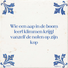 Wie een aap in de boom leert klimmen krijgt vanzelf de noten op zijn kop - 60 keer bekeken